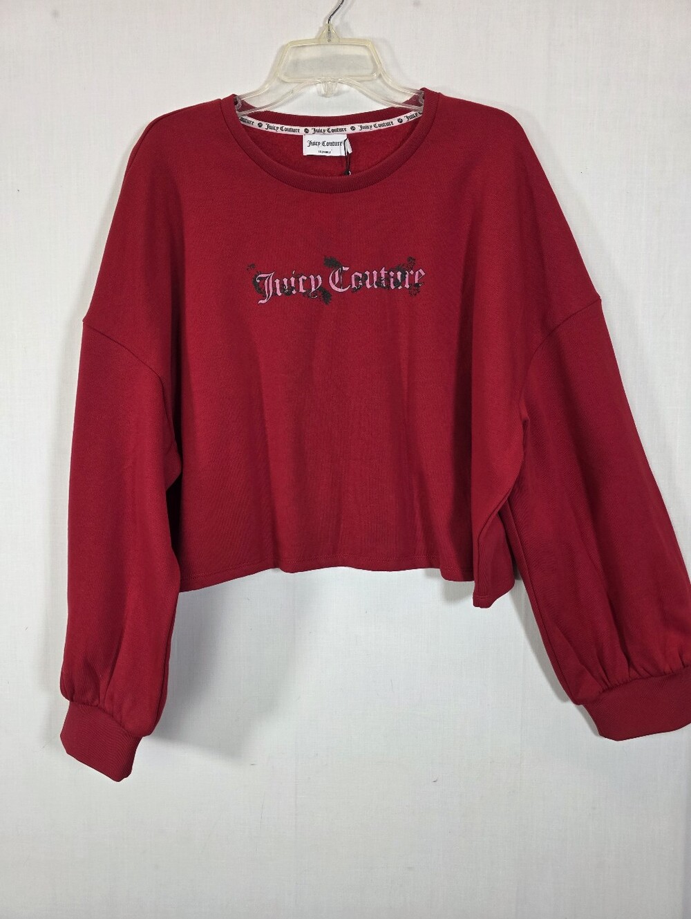 NWT Juicy Couture Coco Red Gothic Logo Cropped Sweatshirt 3X